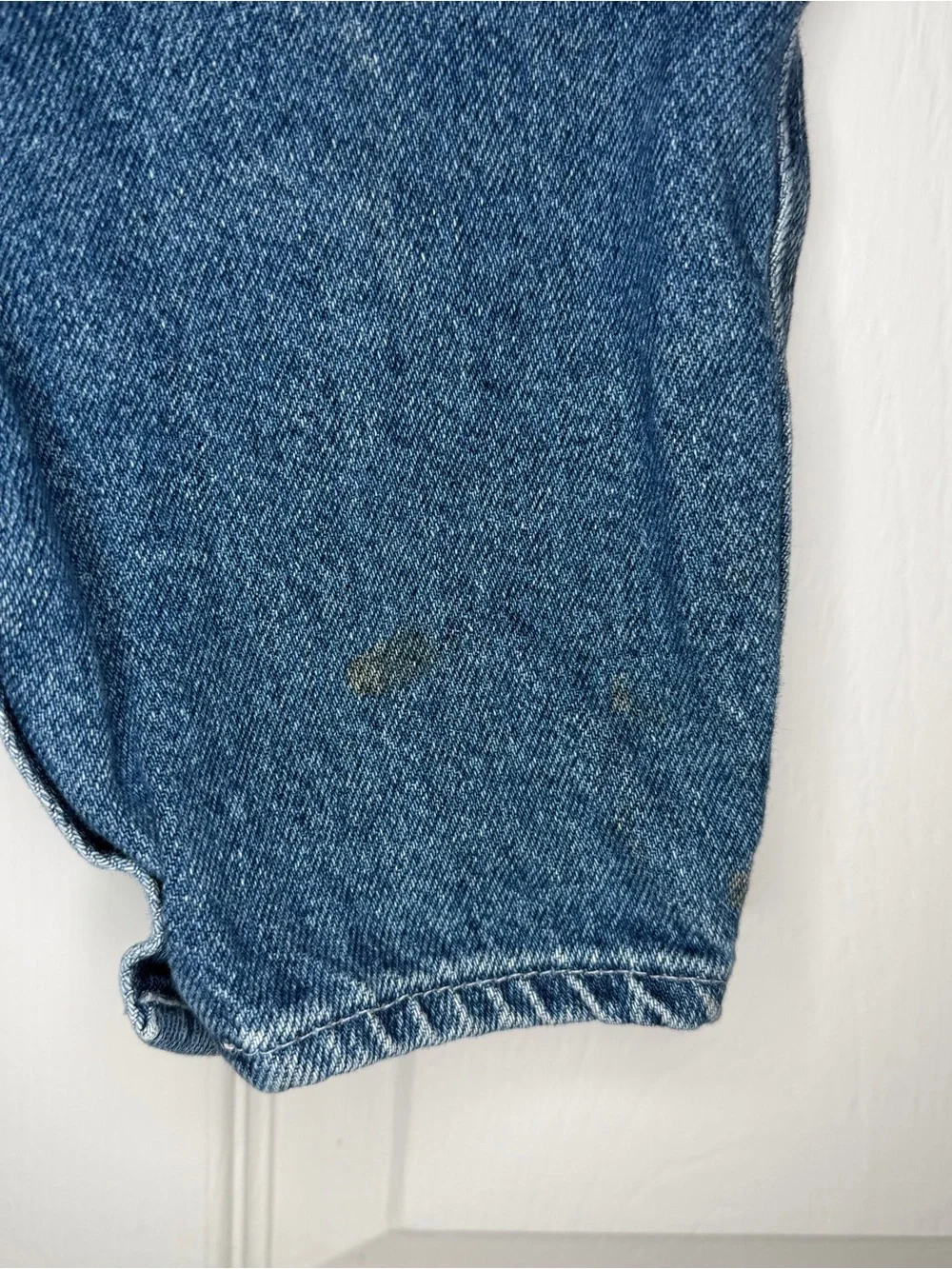 Vintage OshKosh B'Gosh Blue Denim Overalls Pants Baby Girl Sz 3-6 / 6-9 Months.